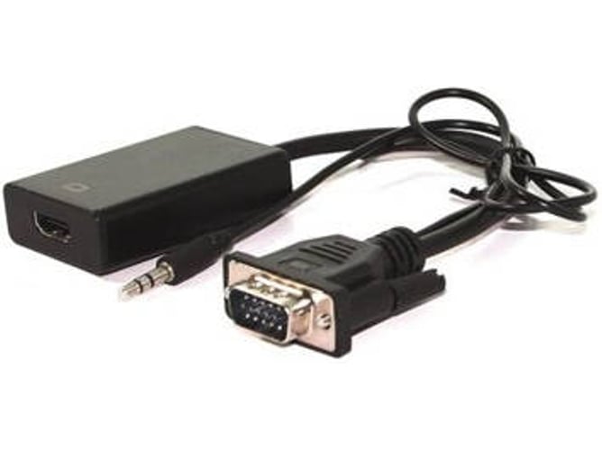 Adaptador HDMI NILOX (VGA y Jack 3.5mm - HDMI - 15 cm - Negro)