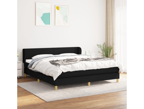 vidaXL Cama con somier y colchón 180x200 cm tela negra