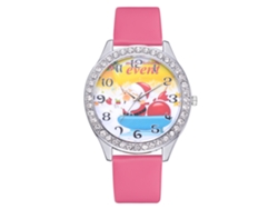 Reloj De Cuarzo Informal Para Mujer Con Correa De Pu, Bonito Estampado Navideño, Ideal Para Regalar (rojo Y Rosa).