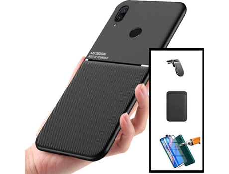 Kit Carcasa, Protector y Soporte Magnético Huawei P Smart Z PHONECARE Magnetic Lux, Magentic Wallet, 5D Full Cover L Safe Driving Negro