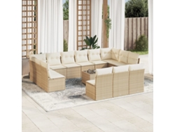 Conjunto de sofá de jardín de 14 piezas con cojines, mimbre sintético beige, Dkd Home Decor