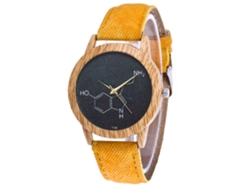 Reloj De Pulsera Casual Zhoulianfa De Cuero Vaquero Amarillo Con Movimiento De Cuarzo.