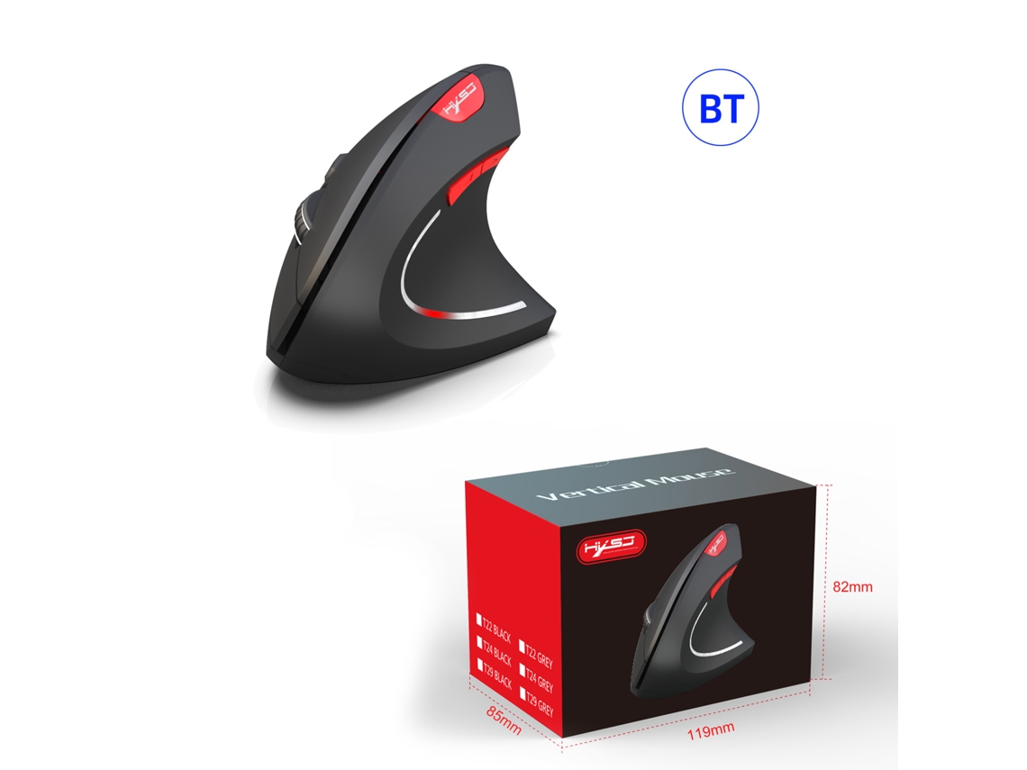 Ratón vertical ergonómico inalámbrico Yuysan T29 Bluetooth 3.0 BT5.2, con batería, 2400 DPI, color negro
