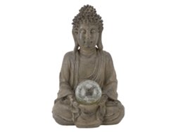 Estatua de Buda de resina con lámpara para jardín exterior.