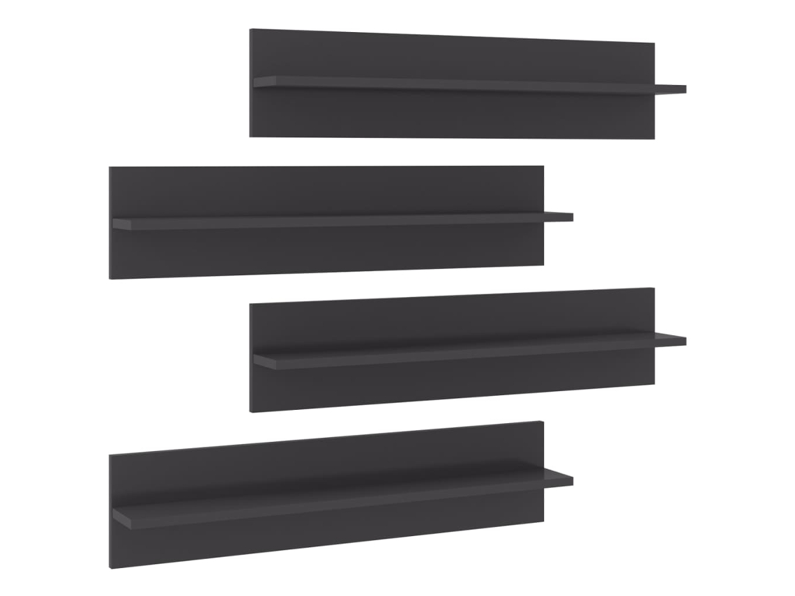 Conjunto 4 Estante de pared VIDAXL contrachapado gris brillo