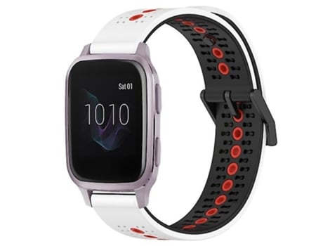Correa De Reloj Inteligente Para Garmin Venu Sq, Banda De Reloj De Silicona Transpirable Tricolor De 20Mm, Blanco, Negro Y Rojo VENISYMLIS