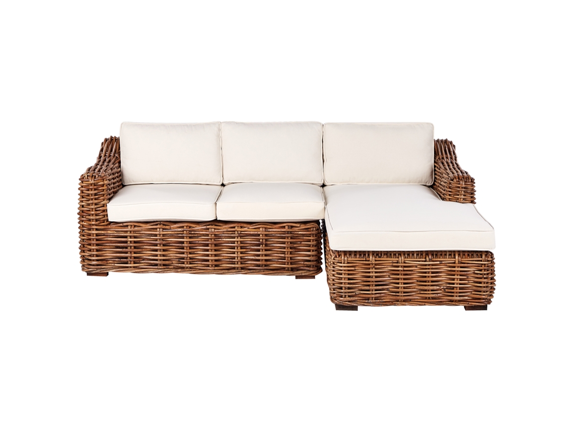 Sofá de 3 plazas BELIANI Briatico de Ratán Beige 230x150x85