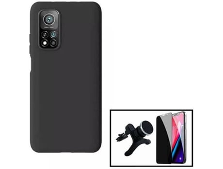 Kit Funda, Protector de Cristal Templado y Soporte Xiaomi Mi 10T Pro 5G Anti-Spy Negro