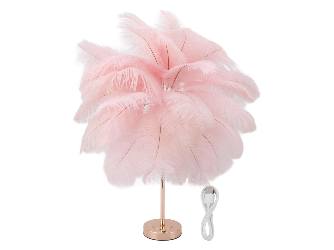 2026-lámpara De Mesa Decorativa Con 30 Plumas, Recargable Usb, Control Táctil, Batería Integrada, Rosa