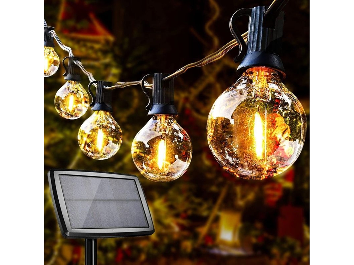 Luces Solares Para Fiestas G40 Led 10+1 Bombillas, Impermeables Ip44, Para Jardín Y Barbacoa.