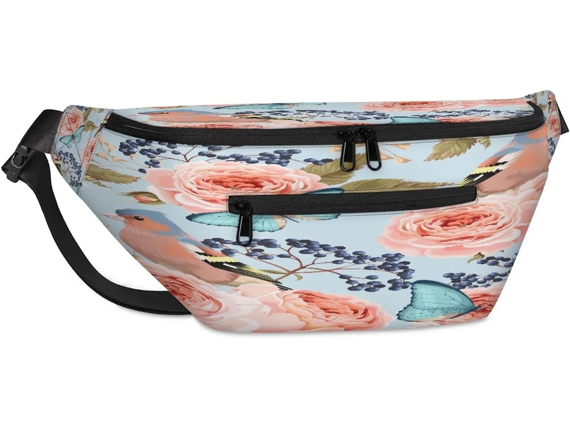 Bolso Bandolera Unisex Tropicallife Estampado Floral Rosa Para Hombre Mujer Gran Capacidad Estilo Casual Vi