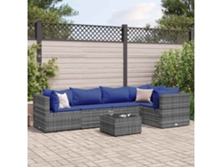 Conjunto de jardín de 6 piezas con cojines de mimbre gris de DKD Home Decor