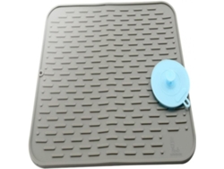 MEOIRUERY Tapete para secar platos premium, resistente al calor, con líneas elevadas, silicona superresistente para encimeras de cocina (45 × 40 cm, gris)