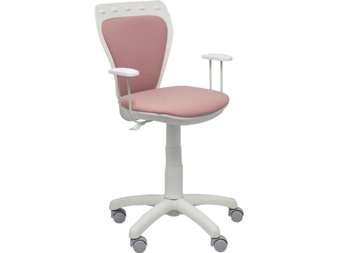 Silla de Escritorio Operativa Juvenil PIQUERAS Y CRESPO Salinas Rosa y Blanco (Brazos Fijos - Tejido)