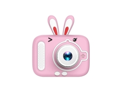 Cámara infantil de alta definición Yizhood de 2000 W con cámara dual frontal y trasera (conejito rosa)
