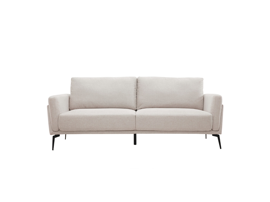 Sofá Moderno 3 Plazas de Tejido Efecto Aterciopelado Texturizado Beige Mosco MILIBOO
