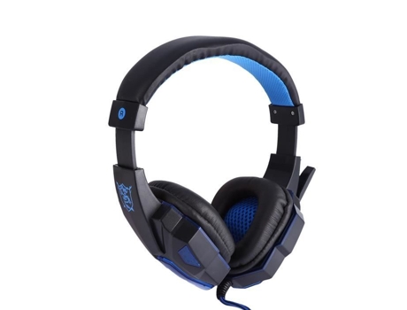 HURRISE Auriculares estéreo Auriculares estéreo para juegos con micrófono Auriculares con cable con luz LED con cancelación de ruido azul