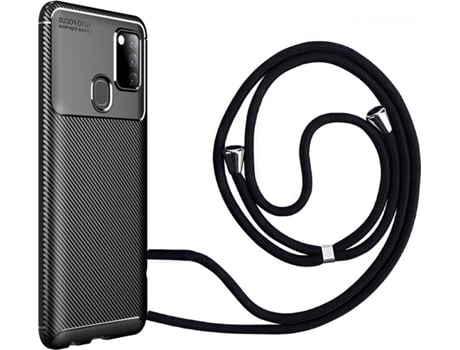 Funda Samsung A21S Rugged Carbon Con Collar Negro