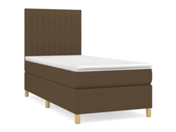 Maison Exclusive - Cama Box Spring Con Colchón Tela Marrón Oscuro 90x200 Cm
