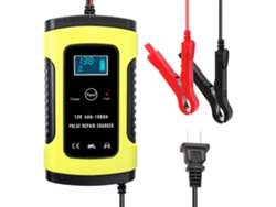 Cargador de batería automático inteligente para coche de 12 V y 6 A con función de reparación por pulsos y pantalla LCD digital.