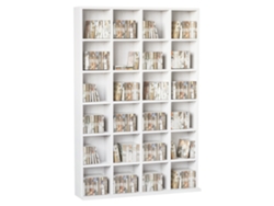 Mueble de almacenamiento multimedia para 456 CD/336 DVD - Estante de madera con baldas ajustables, 89 x 130,5 cm, blanco