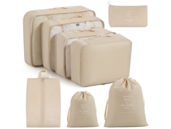 Juego De Cubos De Embalaje Para Artículos Esenciales De Viaje, Organizador De Equipaje, Cubos Con Doble Cordón CHRUI Beige