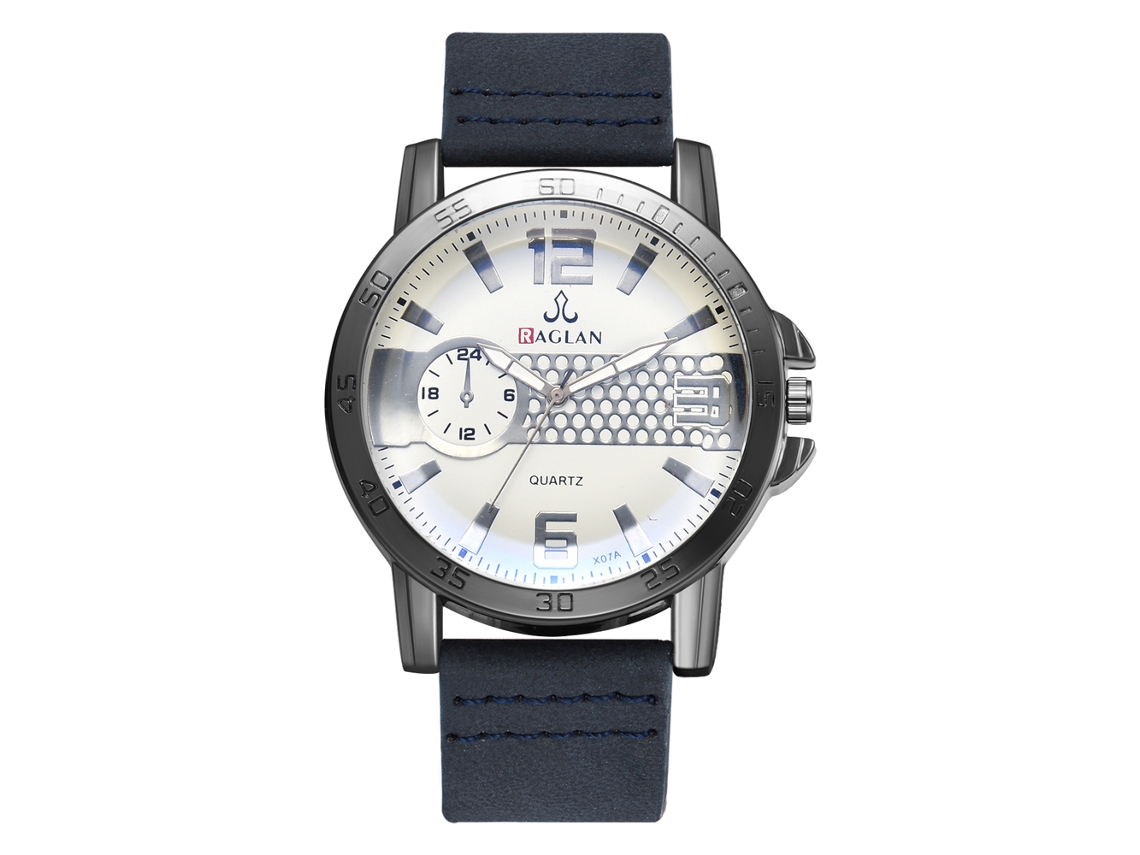 Reloj De Pulsera Para Hombre Con Correa De Piel Sintética, Estilo Moderno, Movimiento De Cuarzo (azul)