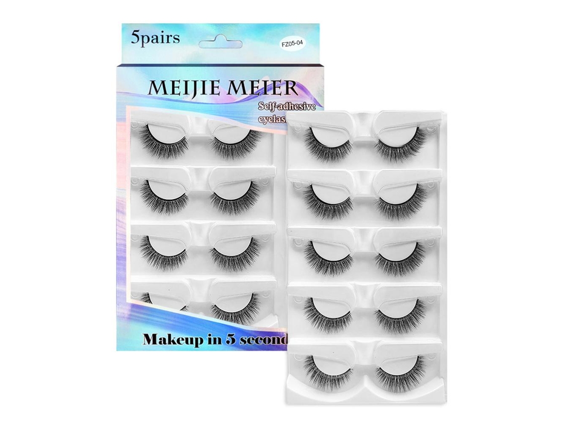 5 Pares De Extensiones De Pestañas Autoadhesivas, Sin Pegamento, Reutilizables, Con Rizadores, Aspecto Natural, Regalo Para Mujeres.