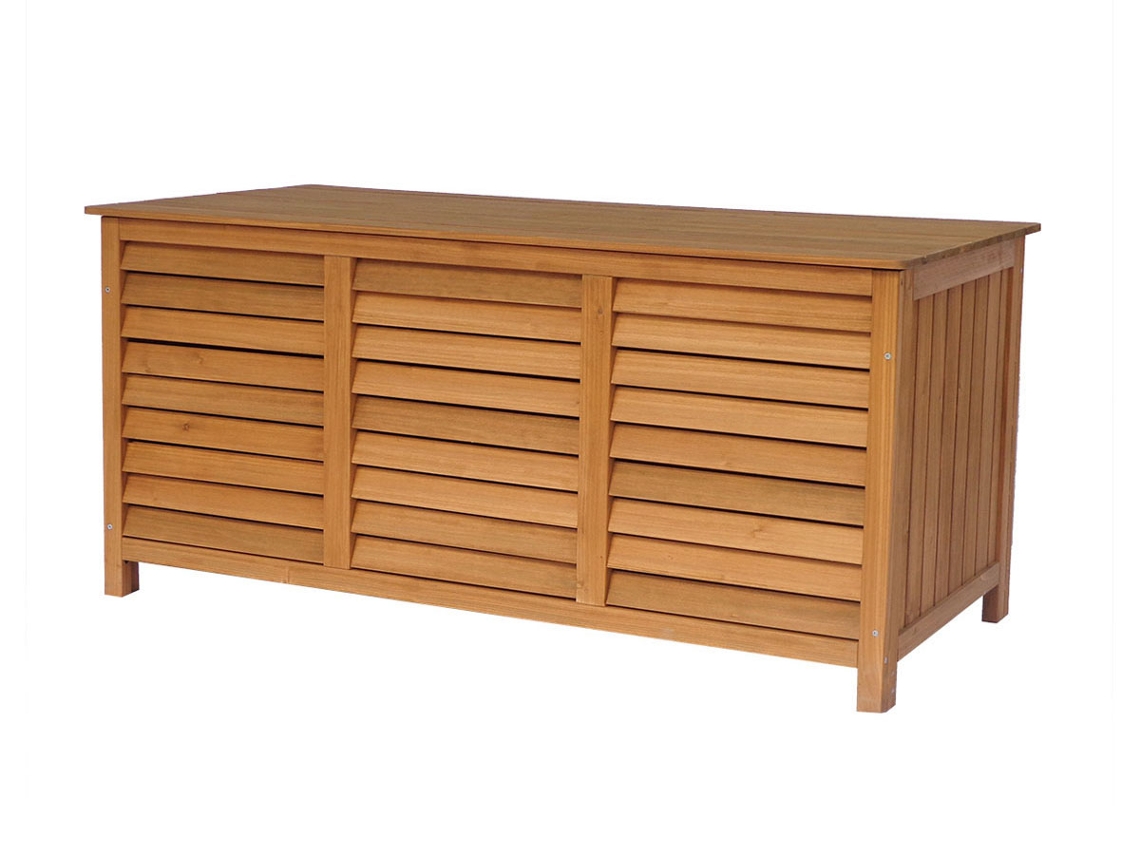 Baúl de jardín de madera Macao 130 x 64 x 60 cm marrón Hábitat y Jardín