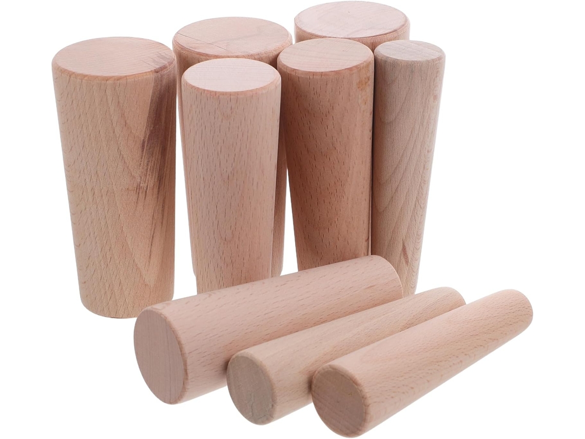 Juego De 9 Tapones Cónicos De Madera Natural