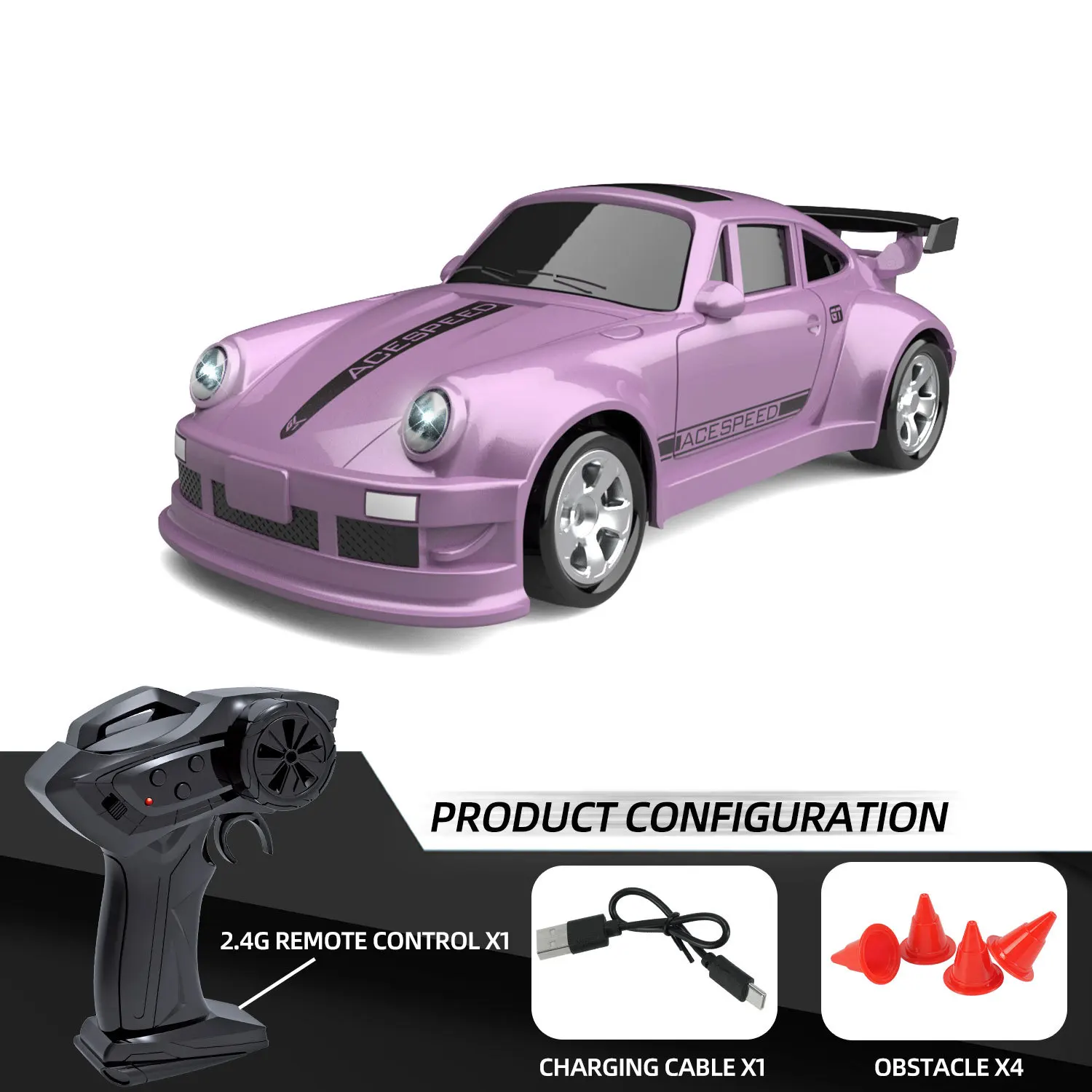 Mini coche de carreras RC 4x4 con control remoto a escala 1:64 y giroscopio MDUG (1:64)