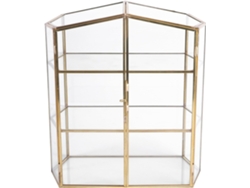Joyero De Cristal De 3 Niveles Con Marco De Metal Dorado, Práctico Organizador Para Joyas Y Cosméticos.