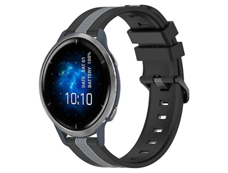 Correa Para Garmin Venu 2 22mm Correa De Reloj De Silicona Vertical Bicolor Negro-Gris VENISYMLIS