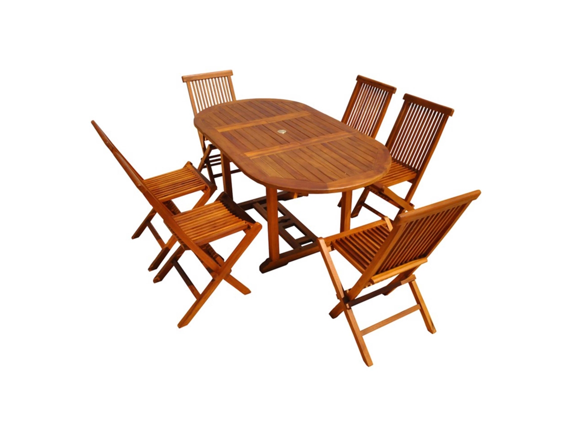 Conjunto de Jantar CONCEPT U Lubok (Marrón - Teca - 170x90x75 cm)