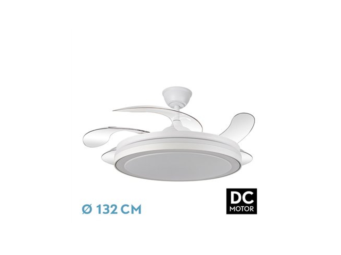 Ventilador de techo DC Sparta Maxi ajustable con control remoto, blanco Fabrilamp (80 W, 3 CC, 10255 lm)