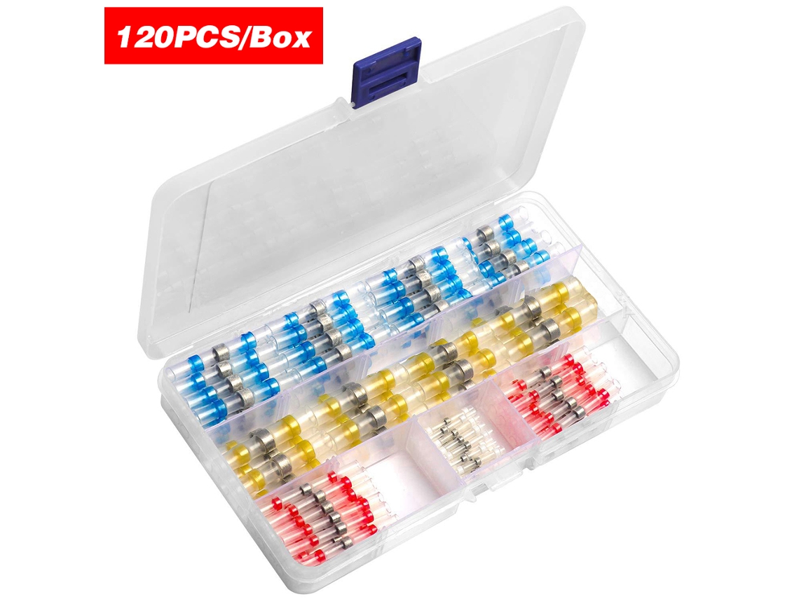 120 Unidades/caja De Conectores De Cable Soldables Sellados Con Tubo Recubierto De Calor Impermeable.