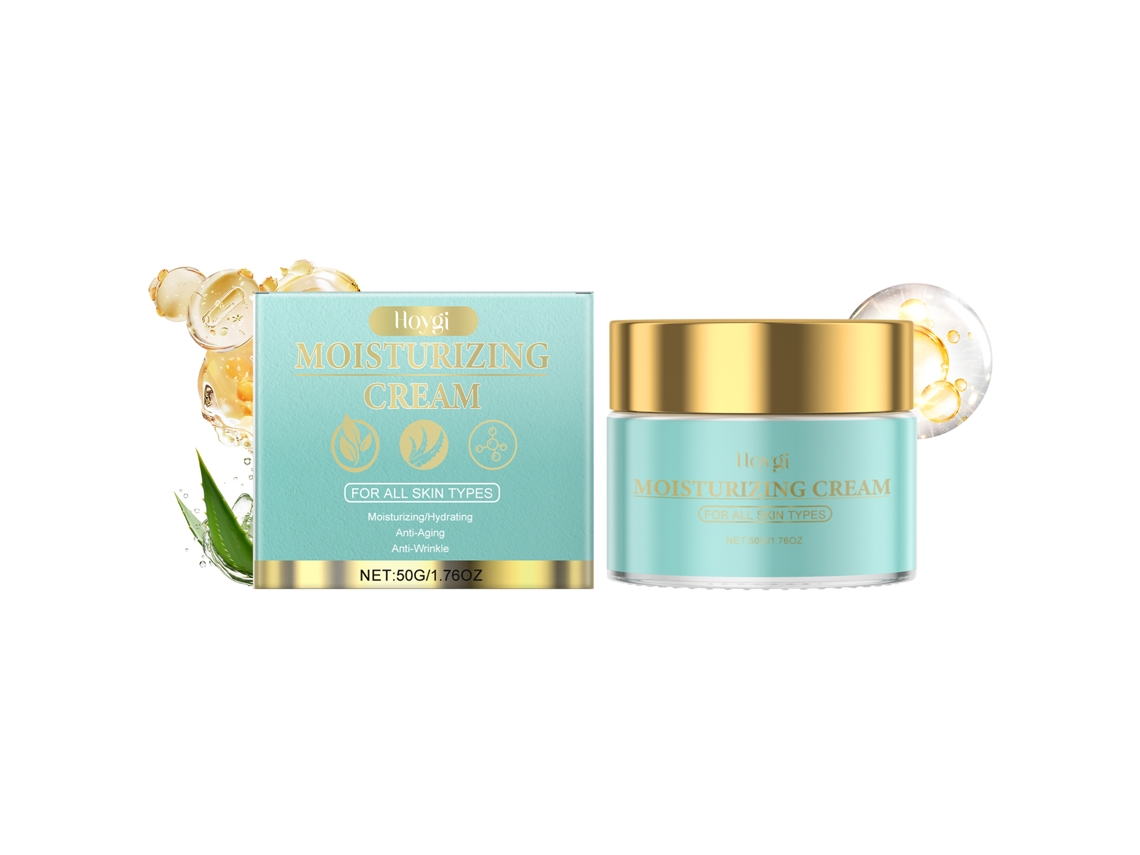Crema hidratante facial antiedad con efecto rejuvenecedor.