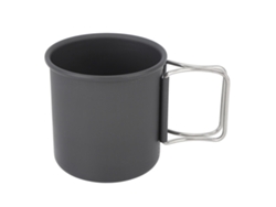 Taza portátil de acero inoxidable para camping con asa plegable