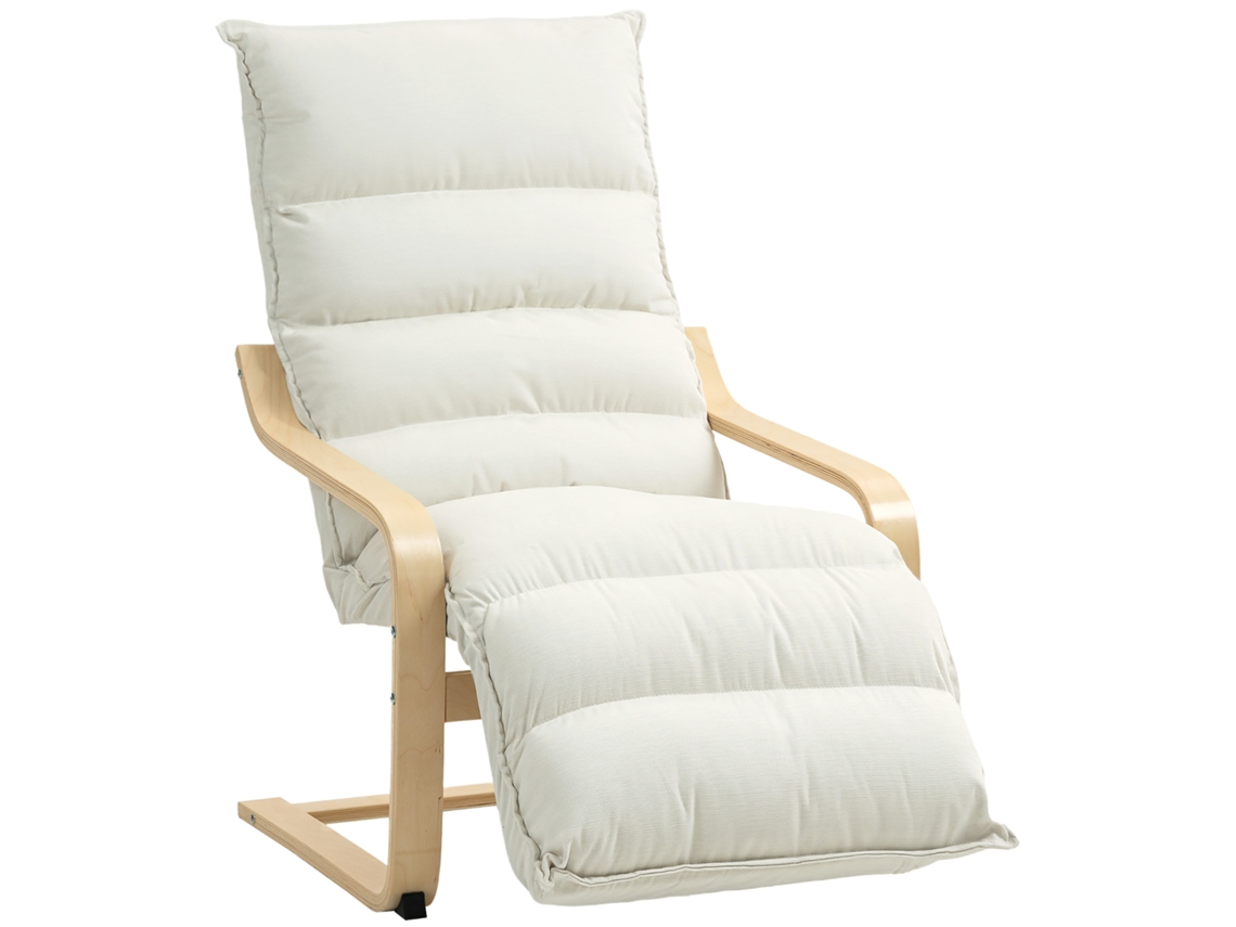 Sillón Cómodo Con Reposabrazos Ajustables, Tapicería De Terciopelo Y Estructura De Madera Color Crema.