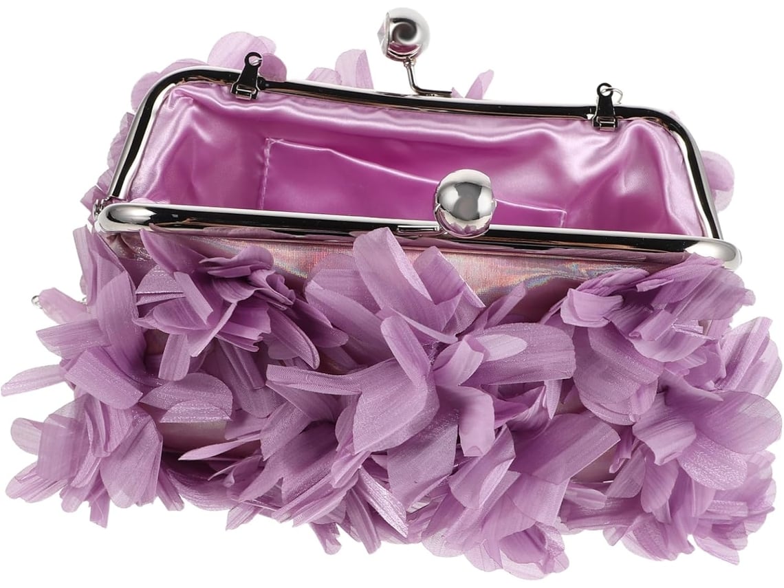 Bolso De Mano De Noche Floral Para Mujer Con Cadena Y Cierre, Ideal Para Eventos Formales Y Bodas.