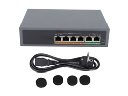 Switch Poe Ieee802.3af/at De 6 Puertos, 100 Mbps, Compacto, Silencioso Y Sin Ventilador Para Puntos De Acceso, 100-240 V
