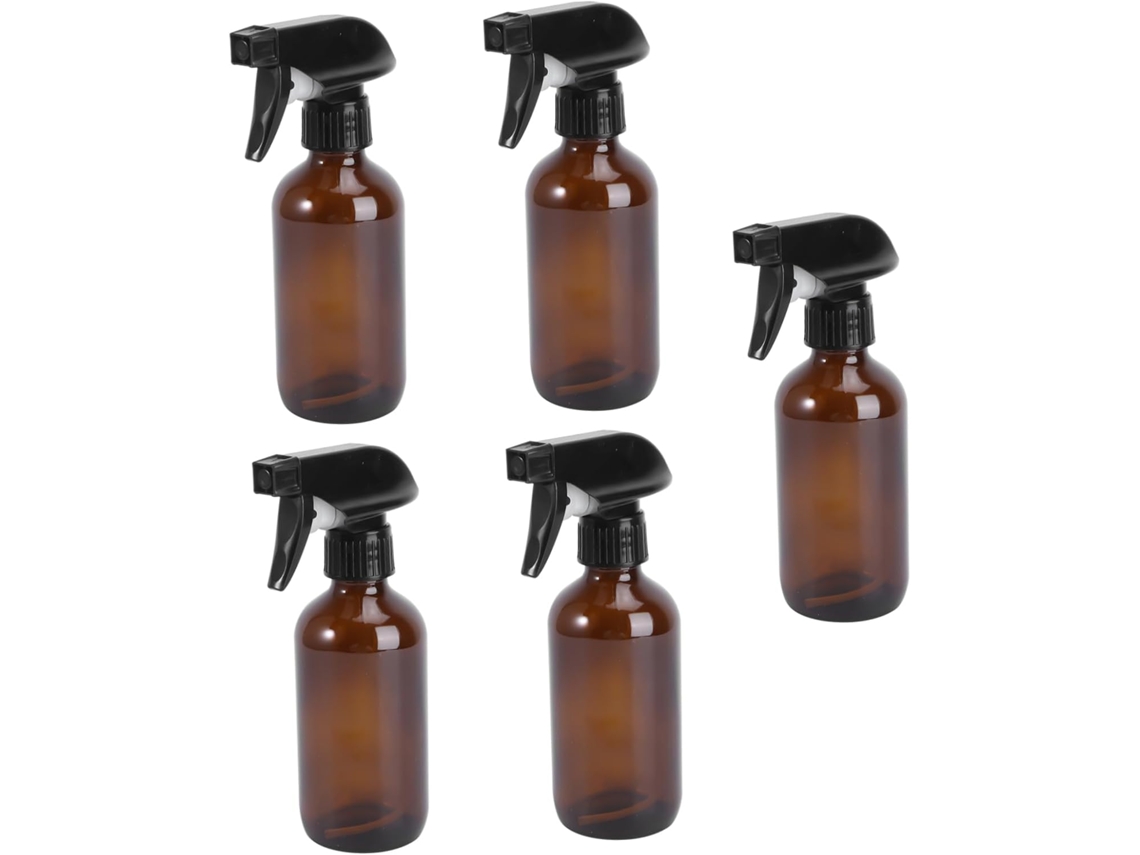 Juego De 5 Botellas De Vidrio Recargables Con Pulverizador Para Agua Y Plantas.