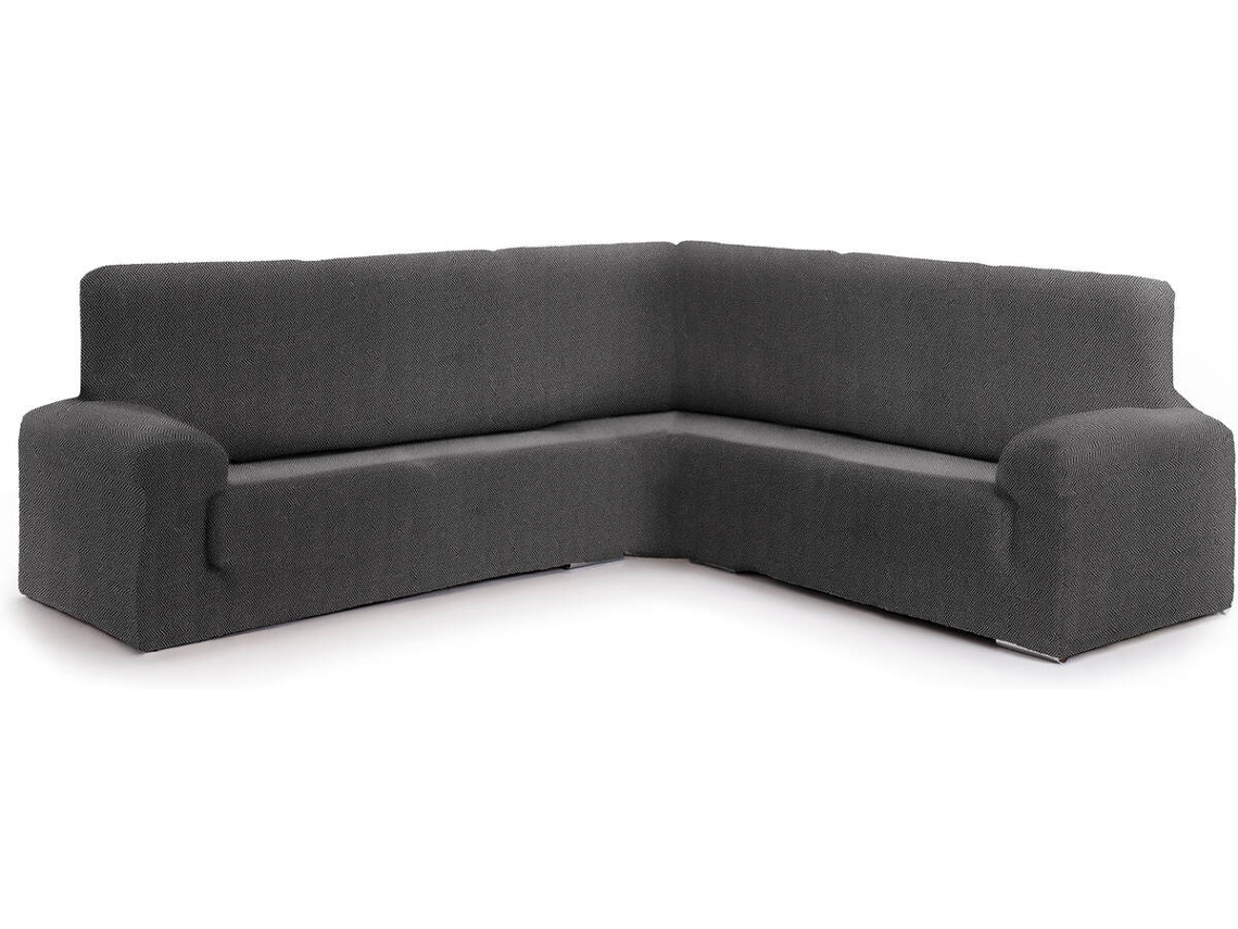 Funda de Sofá Rinconera EYSA Jaz Premium 3+1 Bielástica (350-450 cm - Algodón y Poliéster - Gris Oscuro)