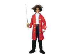 Disfraz de Capitán Pirata rojo con cinturón para niño