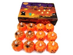 12 Velas Led Con Forma De Calabaza, Sin Llama, Funcionan Con Pilas, Para Decoración De Fiestas En Interiores.