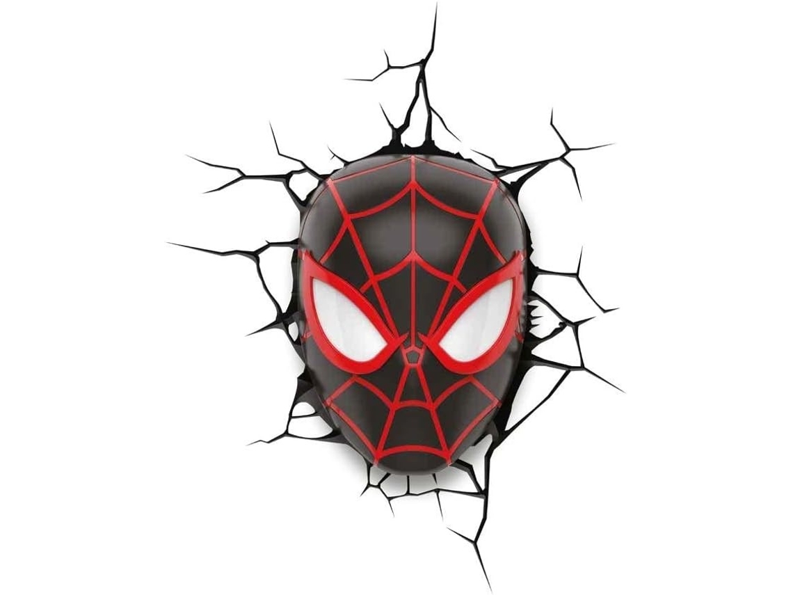 Lâmpada 3D Máscara Miles Morales Spider-Man Marvel