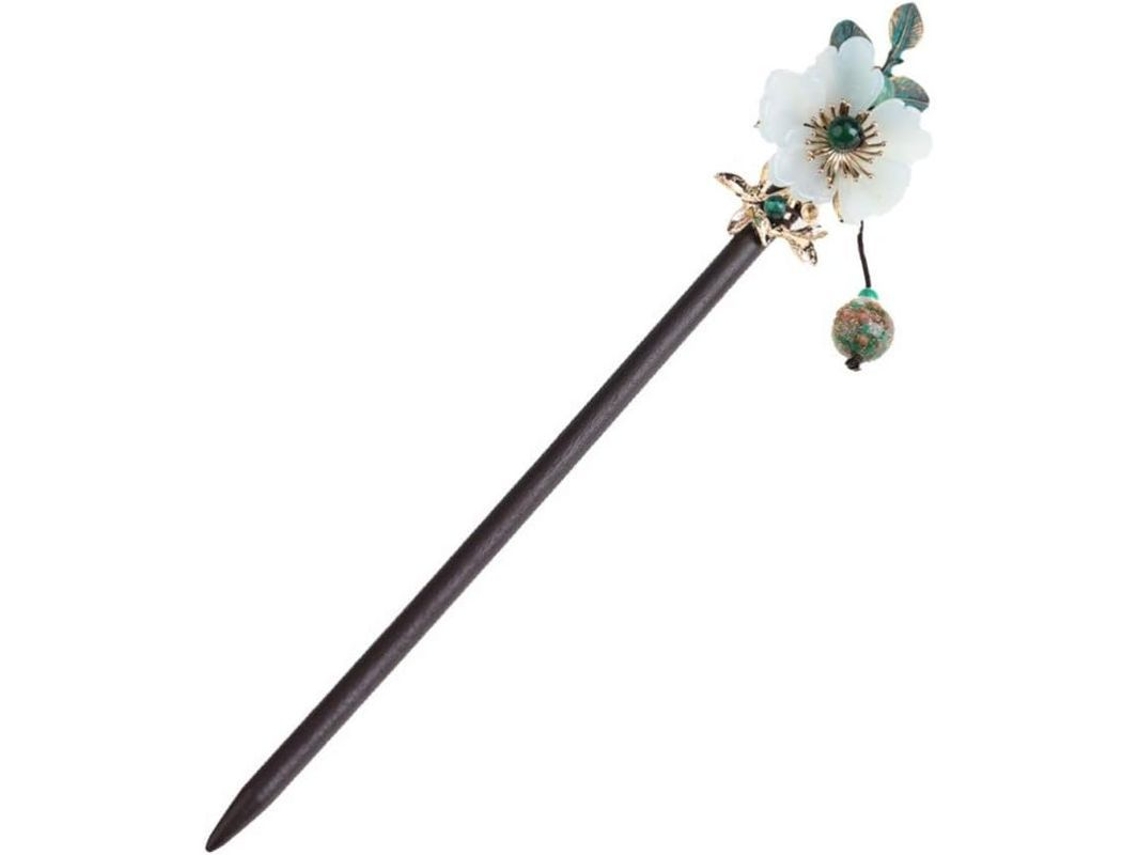 Goma Para El Cabello De Madera De Pino De Estilo Étnico Chino Retro Con Borla Floral, Accesorio Para El Cabello Para Novias Y Mujeres.