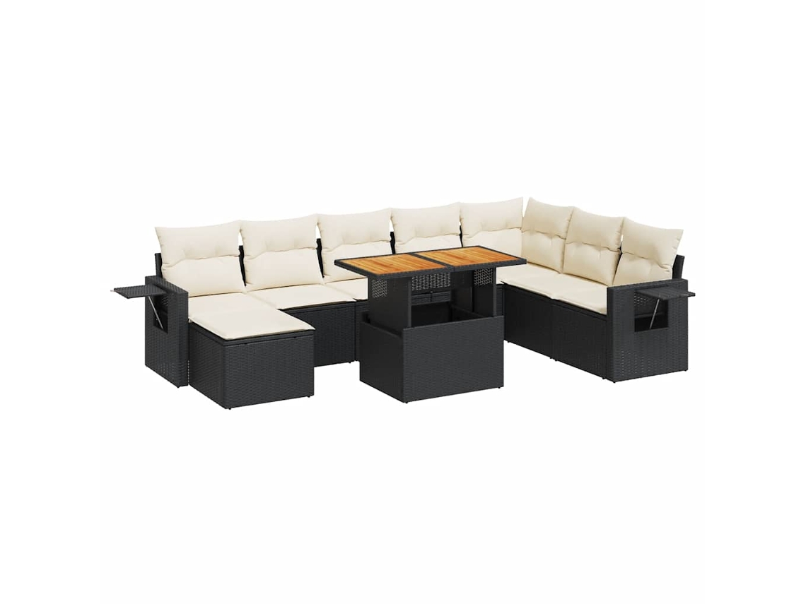 Maison Exclusive - Set De Sofás De Jardín Con Cojines 9 Pzas Ratán Sintético Negro
