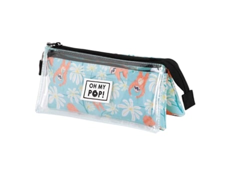 Oh My Pop! Lazy Estuche Portatodo Triple Clear, Turquesa
