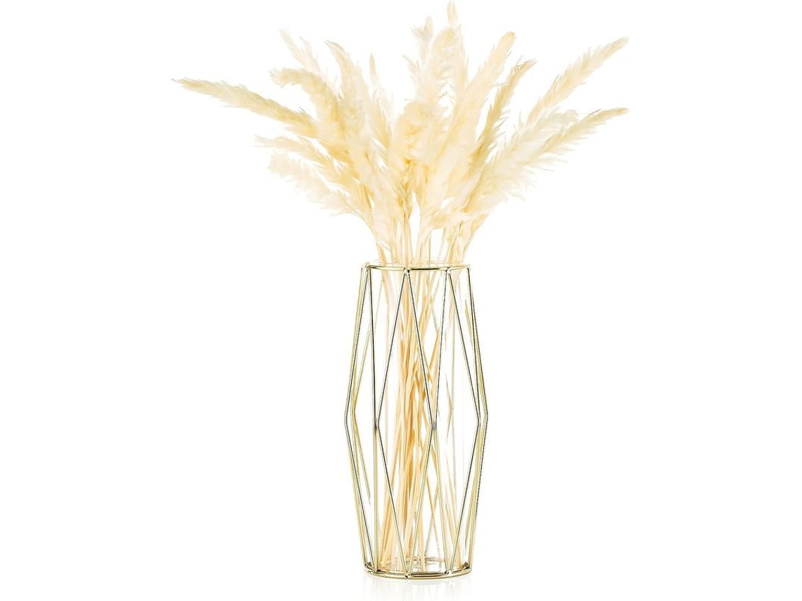 2026-vaso De Vidrio Con Rack De Metal Geométrico Para Flores Y Hierba Pampas Moderno Grande